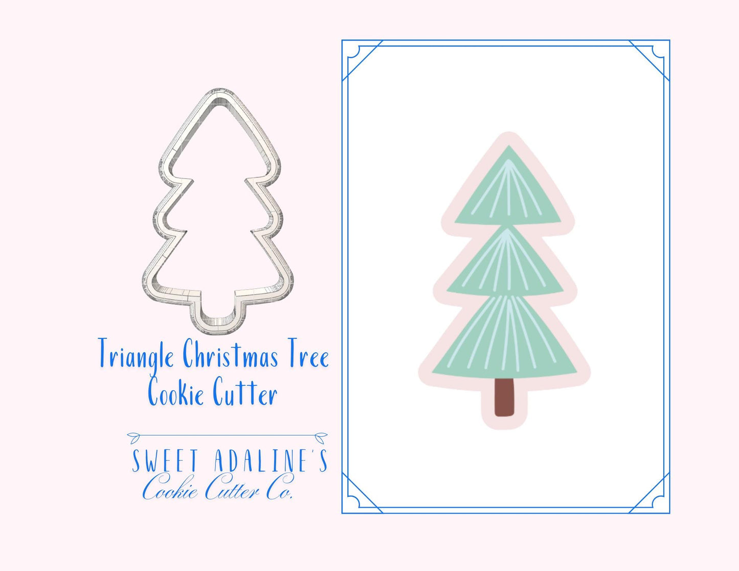 Triangle Christmas Tree Cookie Cutter – Modern Tree Cookie Cutter – 3D Printed Holiday Cookie Cutter – Christmas Baking – Sweet Adaline’s