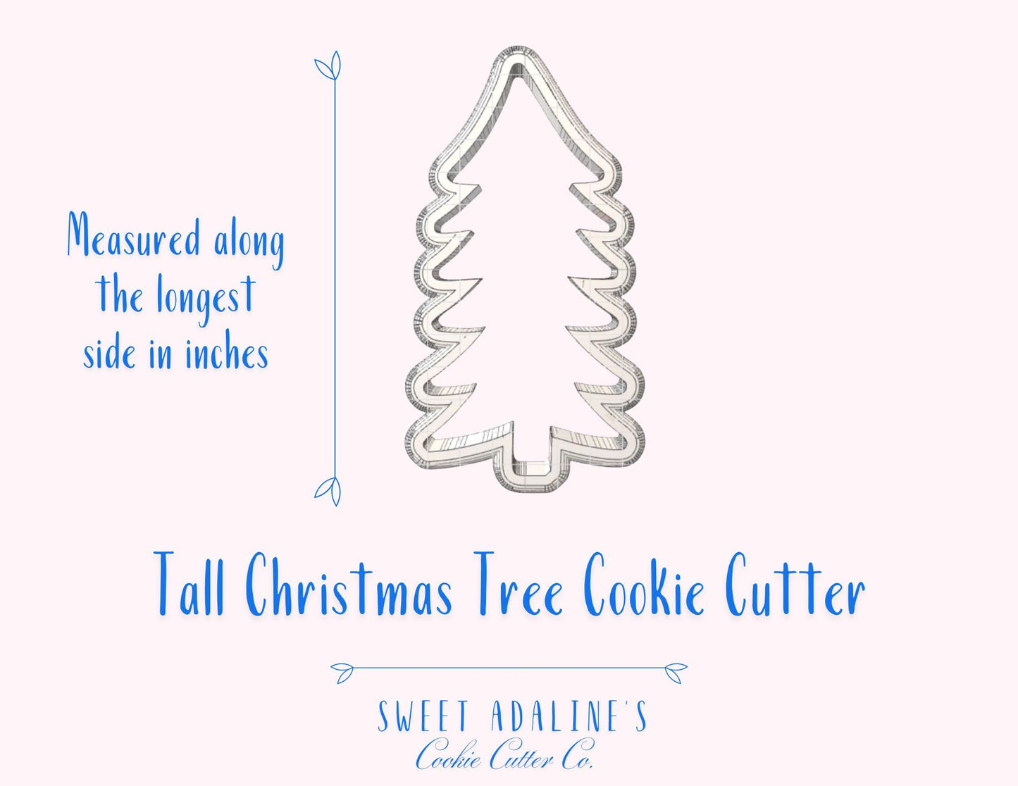Tall Whimsical Christmas Tree Cookie Cutter – Elegant Tree Cookie Cutter for Holiday Baking – 3D Printed Christmas Cookie Tool