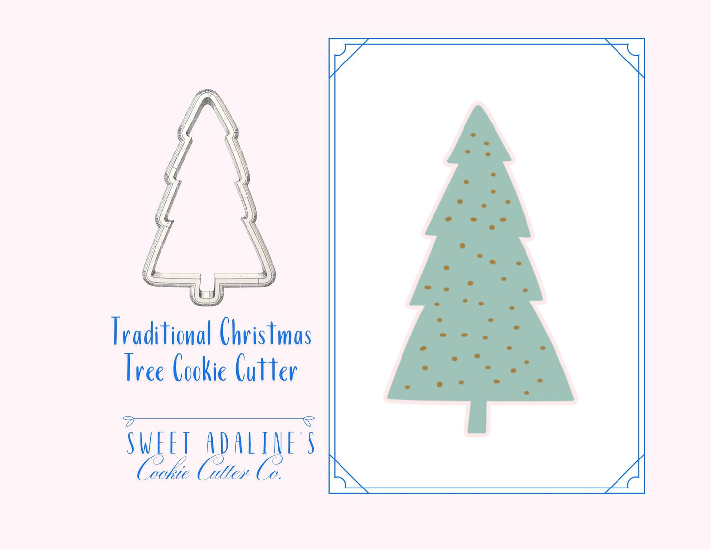 Traditional Christmas Tree Cookie Cutter – Classic Tree Cookie Cutter for Holiday Baking – 3D Printed Christmas Cookie Decorating Tool