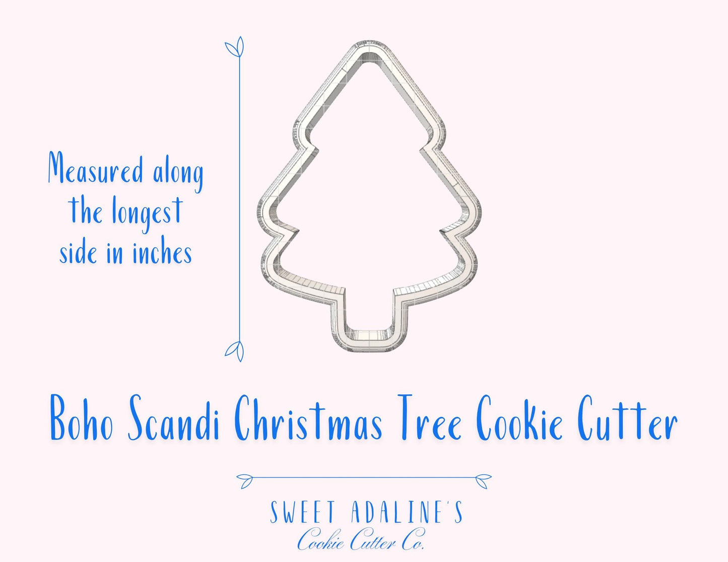 Boho Scandi Tree Cookie Cutter – Modern Scandinavian Christmas Tree Cookie Cutter – 3D Printed Boho Holiday Cookie Decorating Tool