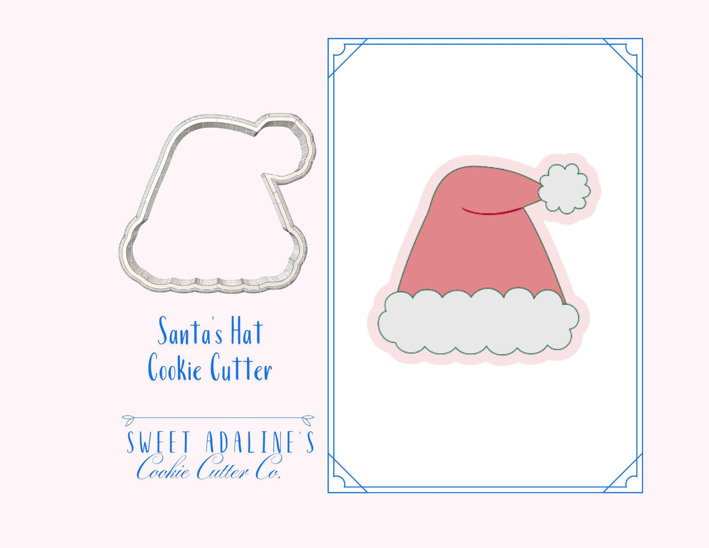 Santa’s Hat Cookie Cutter – Christmas Hat Sugar Cookie – Festive Holiday Cookie Decorating Tool, 3D Printed Cutter for Decorated Cookies