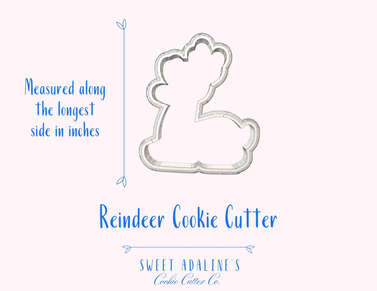 Reindeer Cookie Cutter – Christmas Reindeer Cookie Cutter – Festive Holiday Cookie Decorating Tool, 3D Printed Cutter for Decorated Cookies
