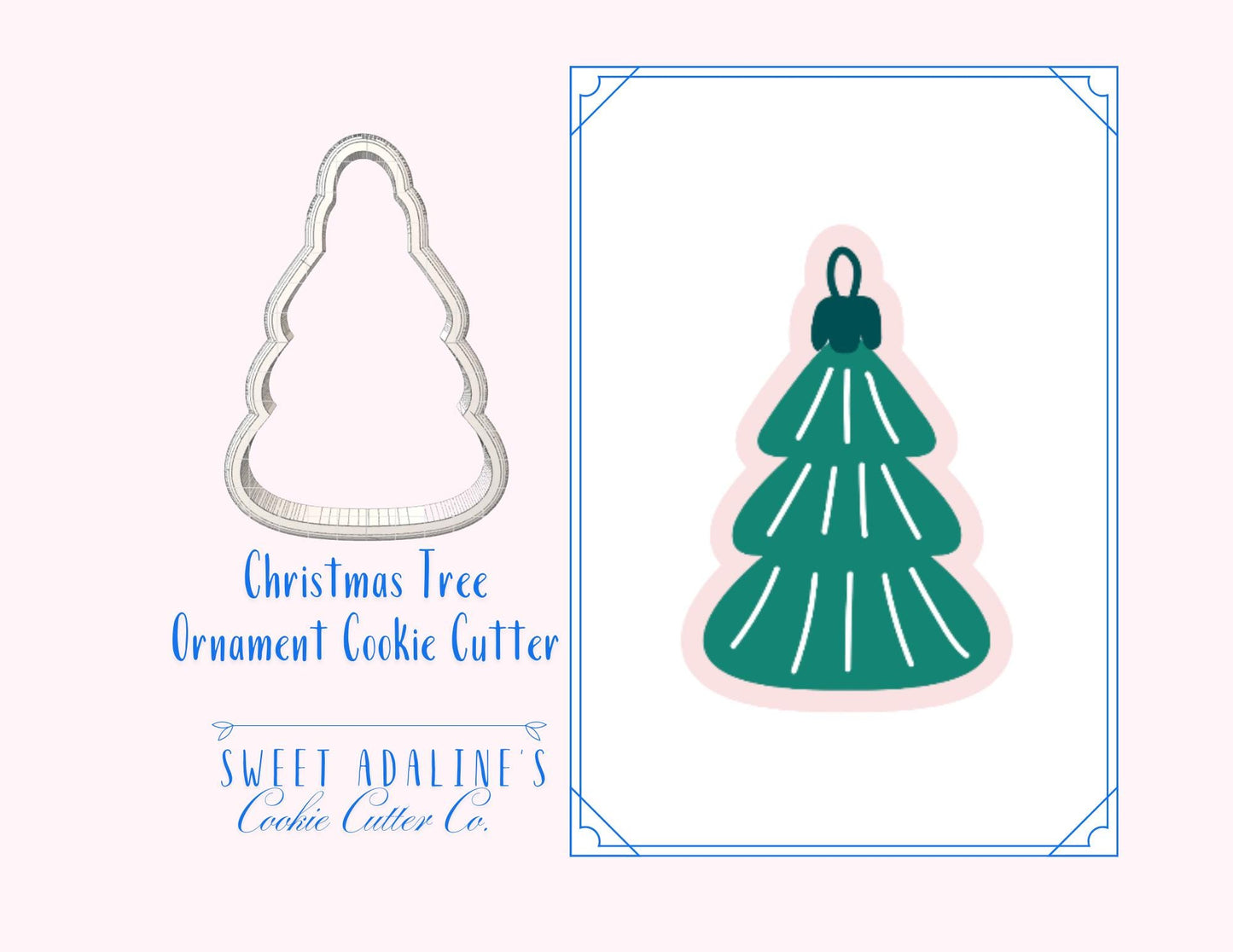 Christmas Tree Ornament Cookie Cutter – Tree Cookie Cutter – Festive Holiday Cookie Decorating, 3D Printed Cutter for Decorated Cookies