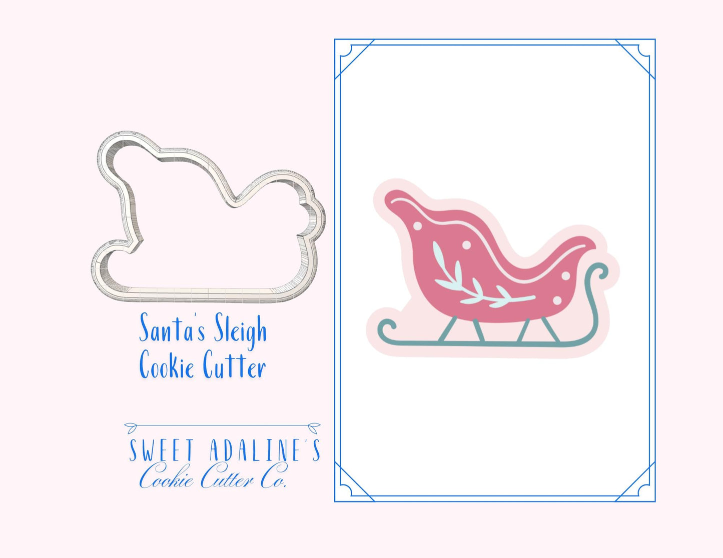 Santa’s Sleigh Cookie Cutter – Sleigh Cookie Cutter for Christmas – 3D Printed Holiday Cookie Cutter – Christmas Gift for Bakers