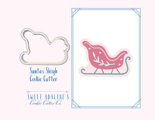 Santa’s Sleigh Cookie Cutter – Sleigh Cookie Cutter for Christmas – 3D Printed Holiday Cookie Cutter – Christmas Gift for Bakers