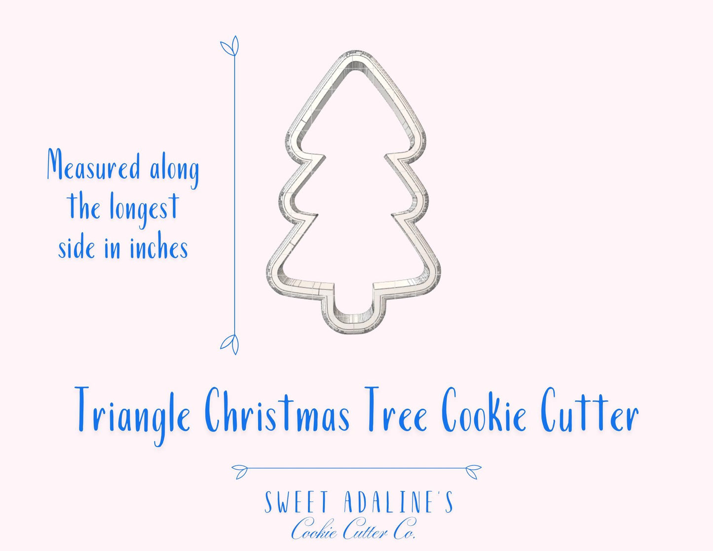 Triangle Christmas Tree Cookie Cutter – Modern Tree Cookie Cutter – 3D Printed Holiday Cookie Cutter – Christmas Baking – Sweet Adaline’s
