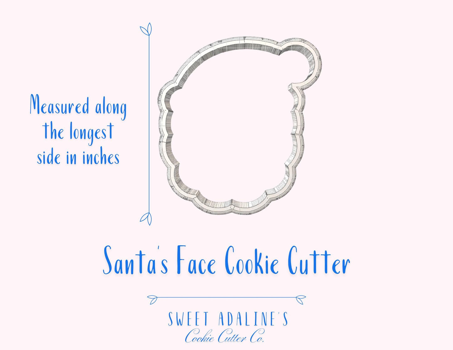 Santa’s Face Cookie Cutter – Jolly Santa Cookie Cutter – 3D Printed Christmas Cookie Cutter – Holiday Baking Tool – Sweet Adaline’s