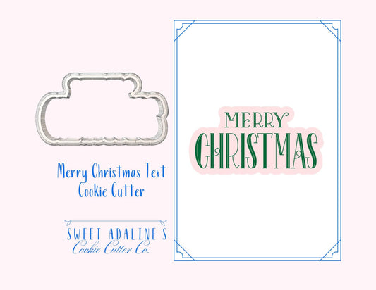 Merry Christmas Text Cookie Cutter – Holiday Word Cookie Cutter – 3D Printed Christmas Cookie Cutter – Festive Baking Tool – Sweet Adaline’s