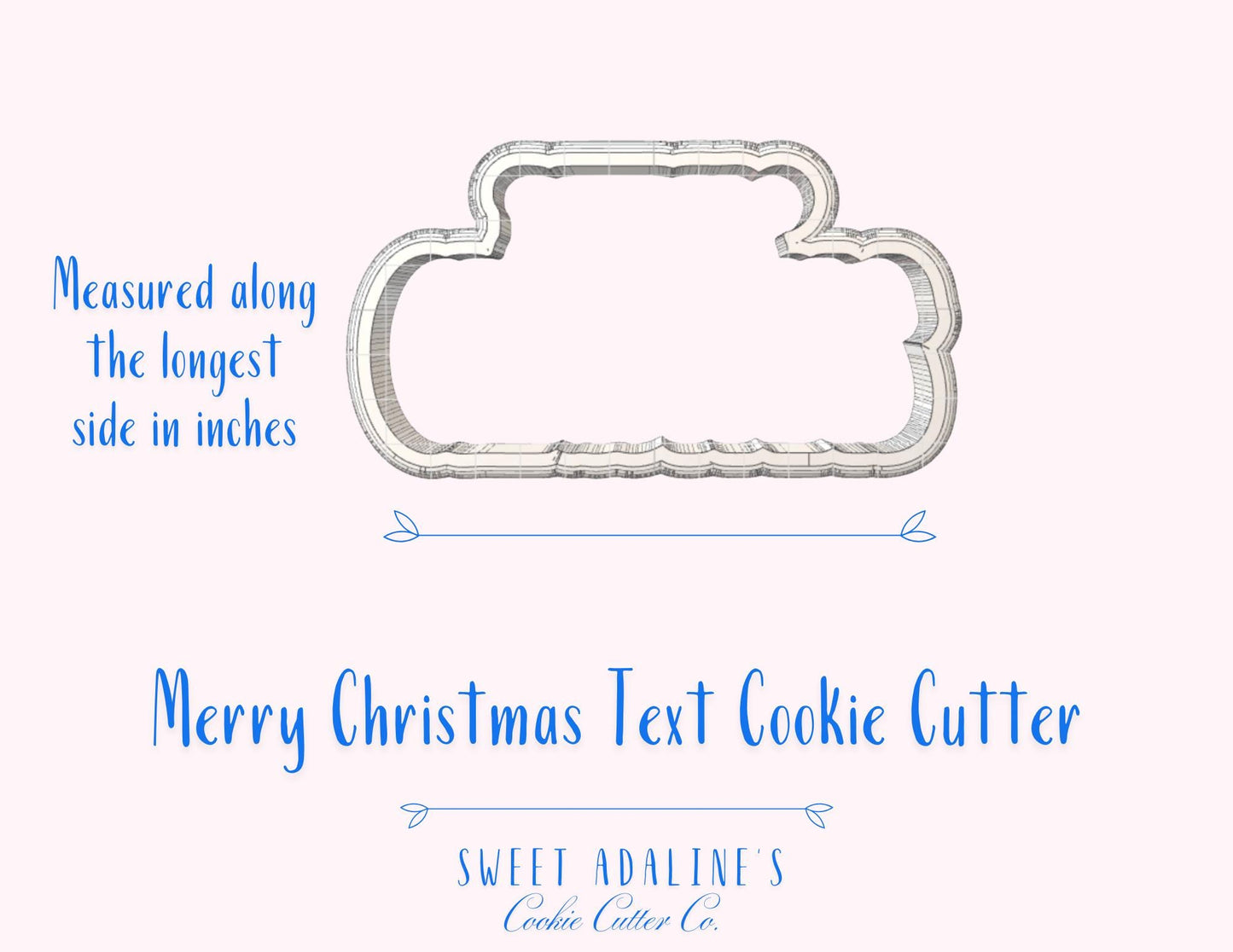 Merry Christmas Text Cookie Cutter – Holiday Word Cookie Cutter – 3D Printed Christmas Cookie Cutter – Festive Baking Tool – Sweet Adaline’s