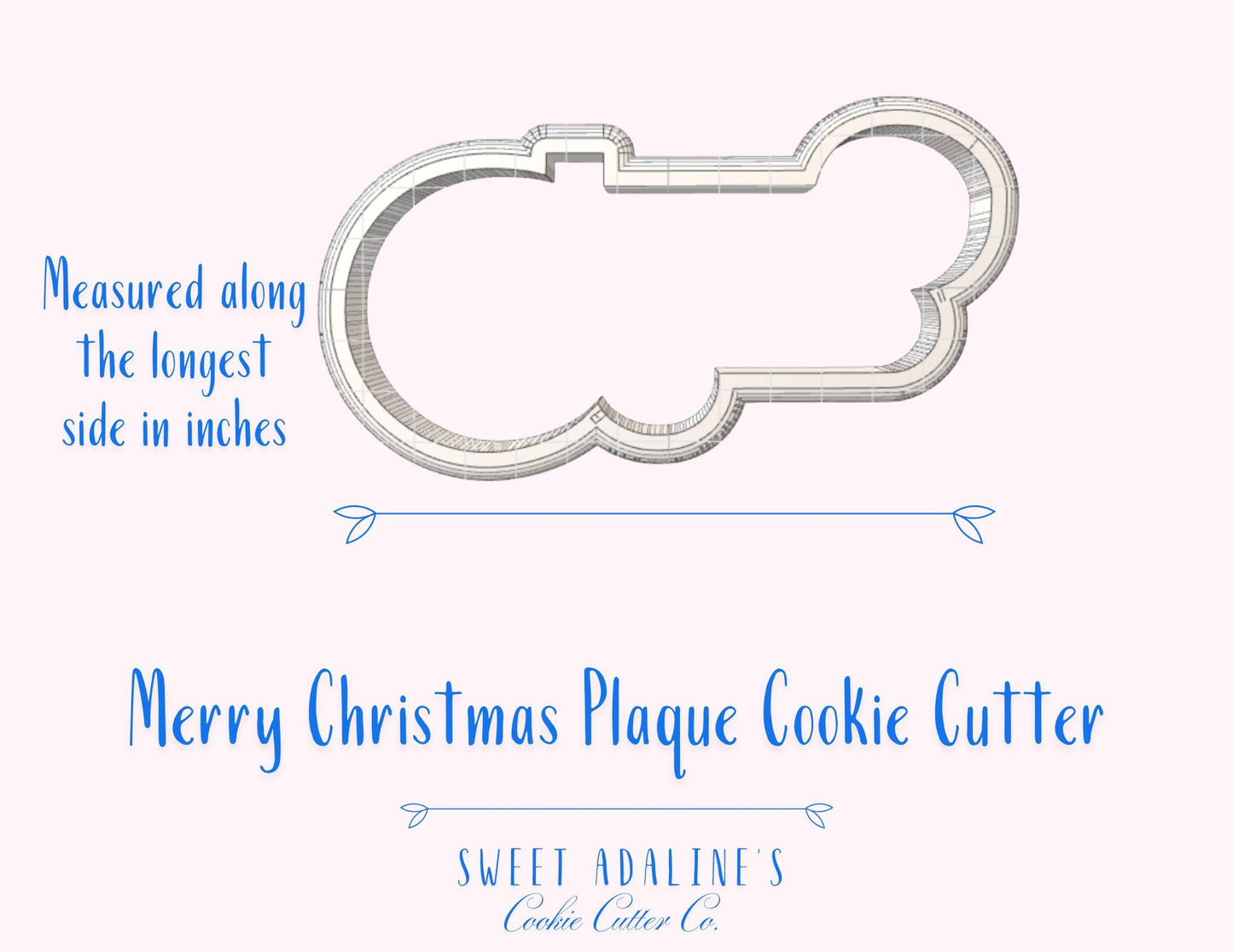 Merry Christmas Plaque Cookie Cutter – Elegant Christmas Text Cookie Cutter – Holiday Words and Phrase Cookie Cutter – Sweet Adaline’s